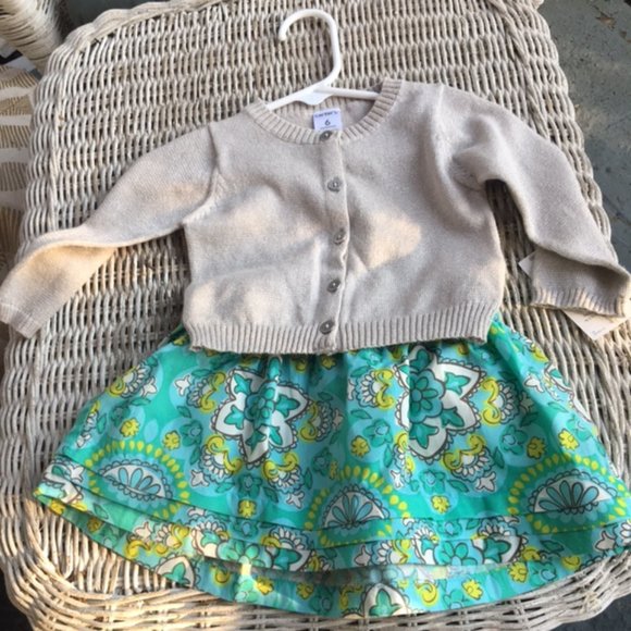 Adorable, NWOT,100% Cotton, Turquoise, Green, & White, Flower Skirt, 3m - Picture 9 of 9